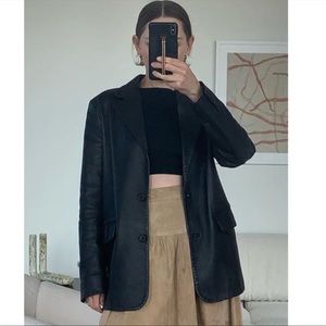 & Other Stories Leather Blazer Black 4